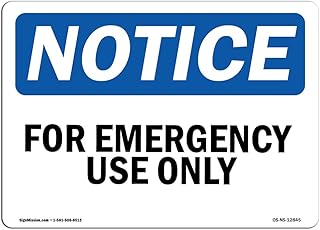 OSHA Notice Sign - for Emergency Use Only | Vinyl Label Decal | Protect Your Business, Construction Site, Warehouse & Shop Area | Â Made in The USA