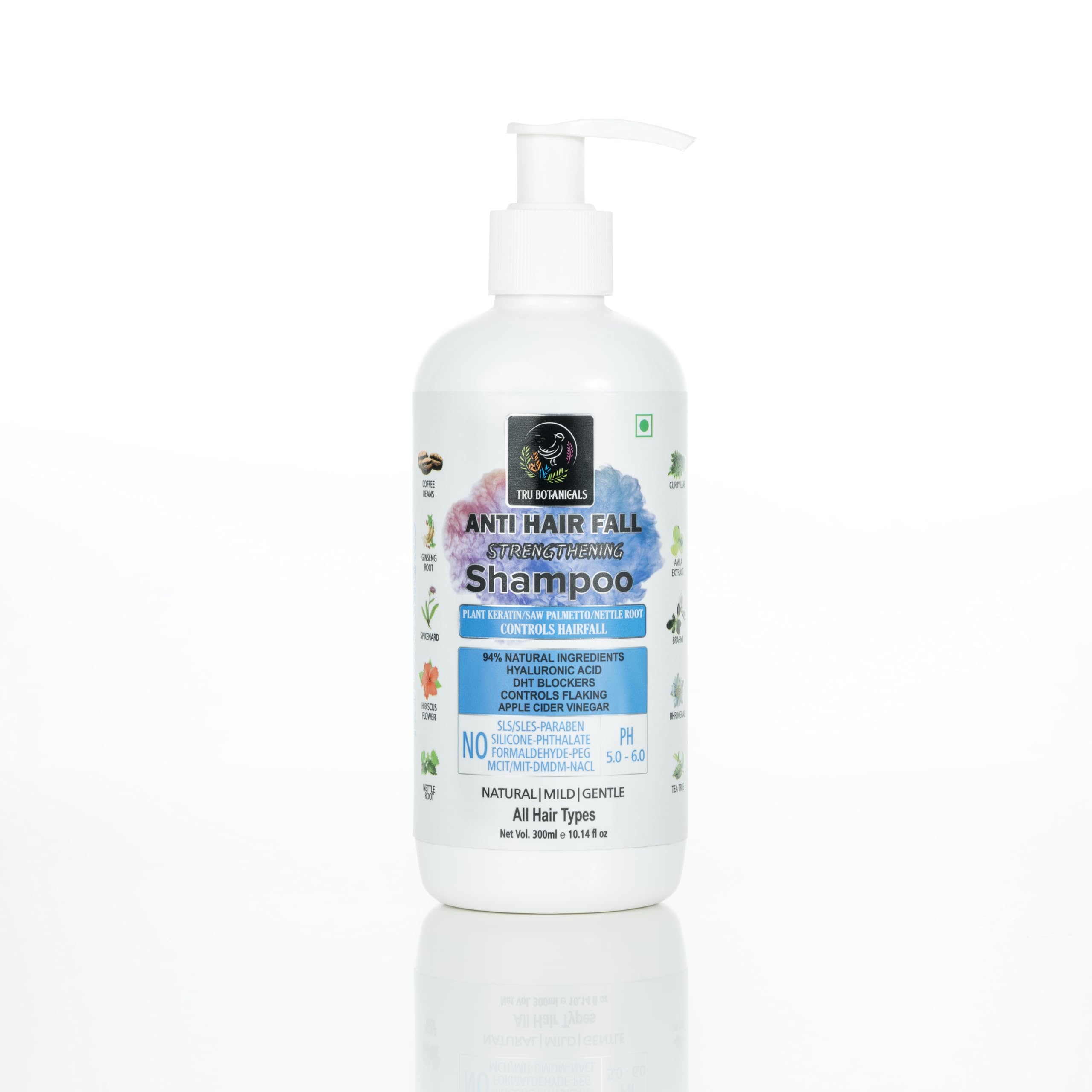 Hair fall Control Shampoo for Dandruff,Oily & Dry Scalp | DHT Blockers for Hair Growth with Hyaluronic Acid & Plant Keratin | Sulphate & Paraben Free | For Men & Women- 300ml