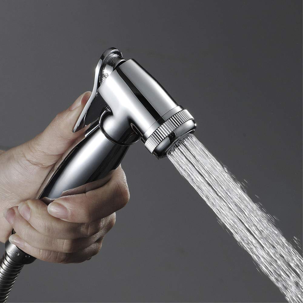 Set Doccia con soffione, doccetta, doccetta per WC, igiene, Corpo valvola in Ottone Cromato, Rubinetto di Scarico a Parete