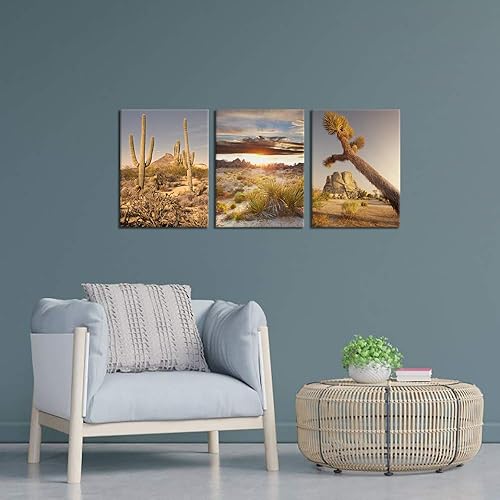 Miniatura 2 de 3 lienzos de pared con impresión de Joshua Tree National Park Poster Southwest California Desert at Sunset Paisaje, lienzo para decoración de sala