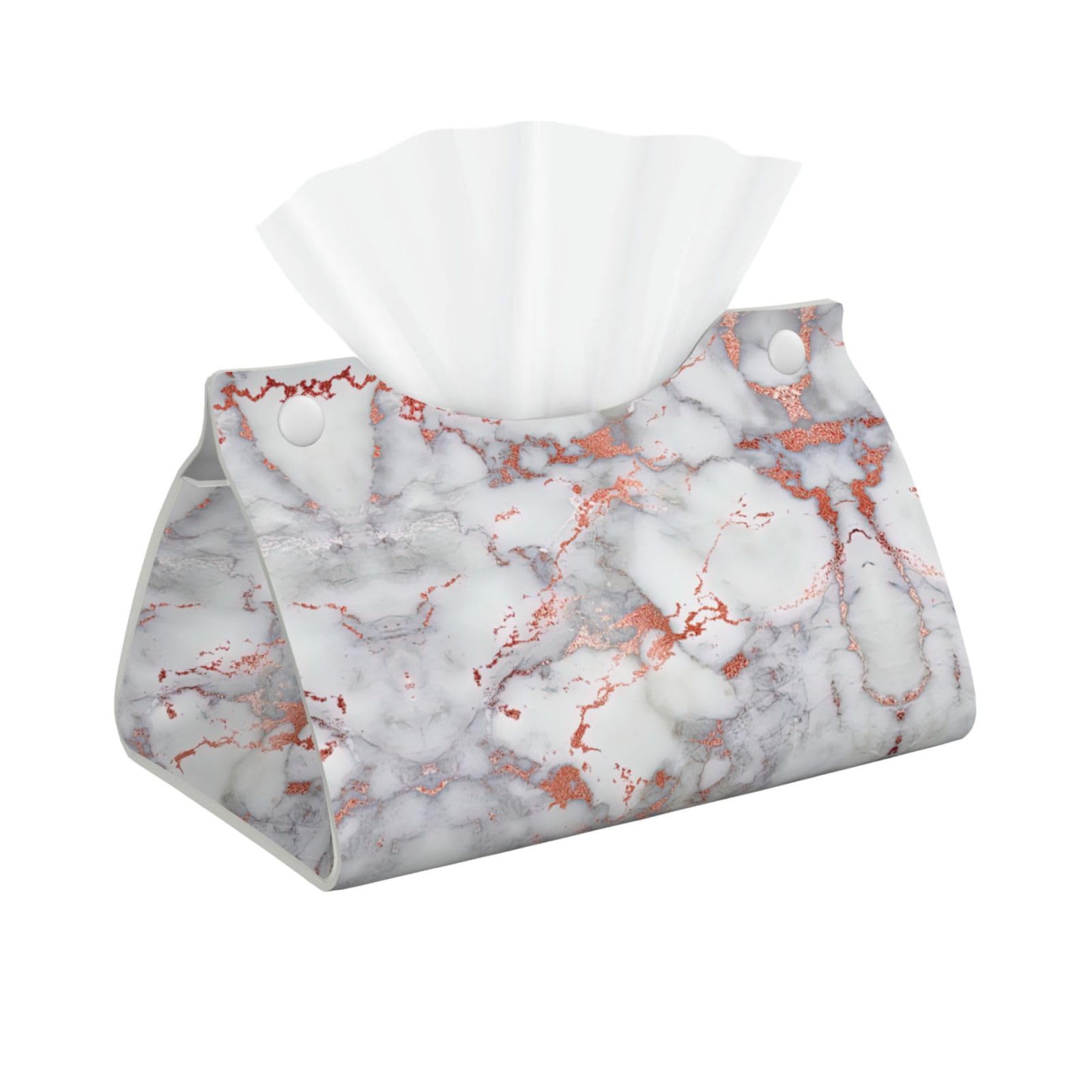 White Marble Rose Gold Long Tissue Box Cover â€ Living Room, Office, Car â€ Crafted from Leather- â€ Foldable Home Decoration