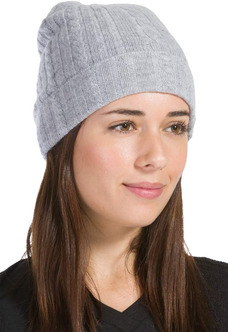 Fishers Finery Women's 100% Pure Cashmere Cable Knit Hat; Super Soft; Cuffed - Image 2