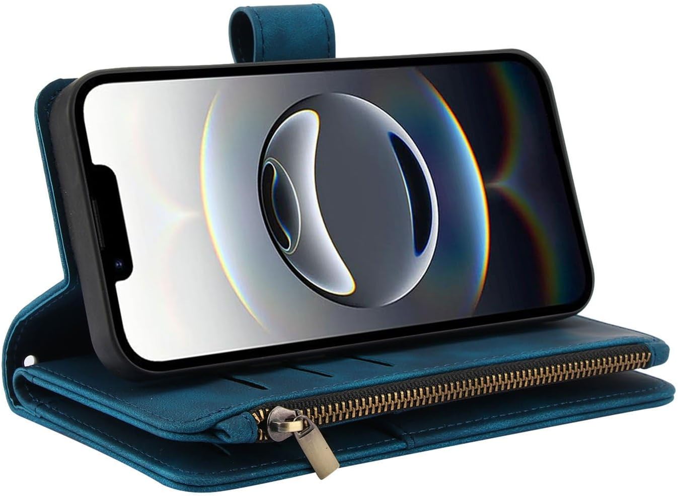 for Galaxy S26 Plus Crossbody Wallet Case with Card Holder, PU Leather Magnetic Strap Zipper Pocket Phone Cover - Blue