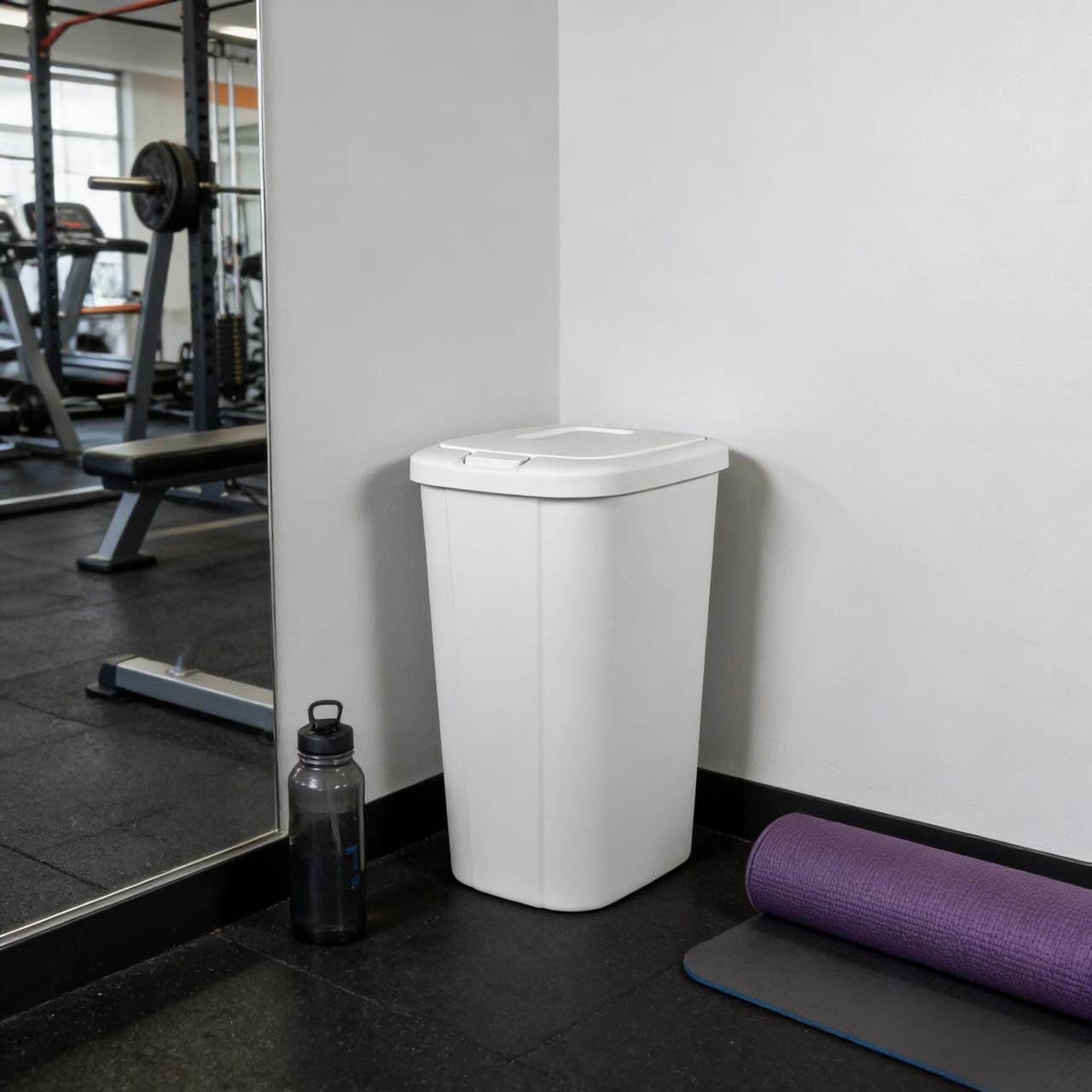 13.3 Gallon Push-Button top lid Kitchen Trash can, White