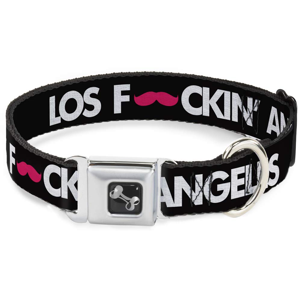 Collier de chien os Buckle Down large finition soignée imprimé moustache rose