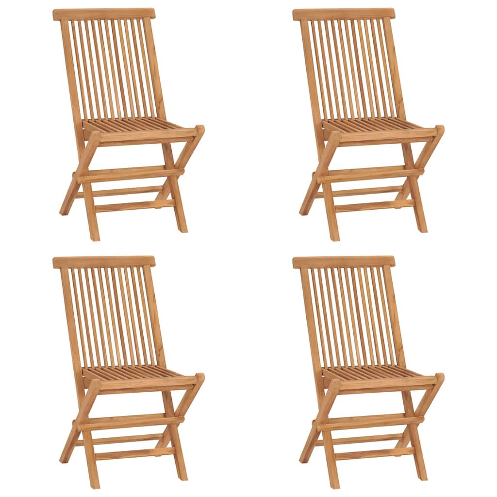 Set da pranzo da giardino pieghevole in legno massello teak, 110 x 110 x 75 cm, per giardino, terrazza e balcone, resistente alle intemperie, salvaspazio