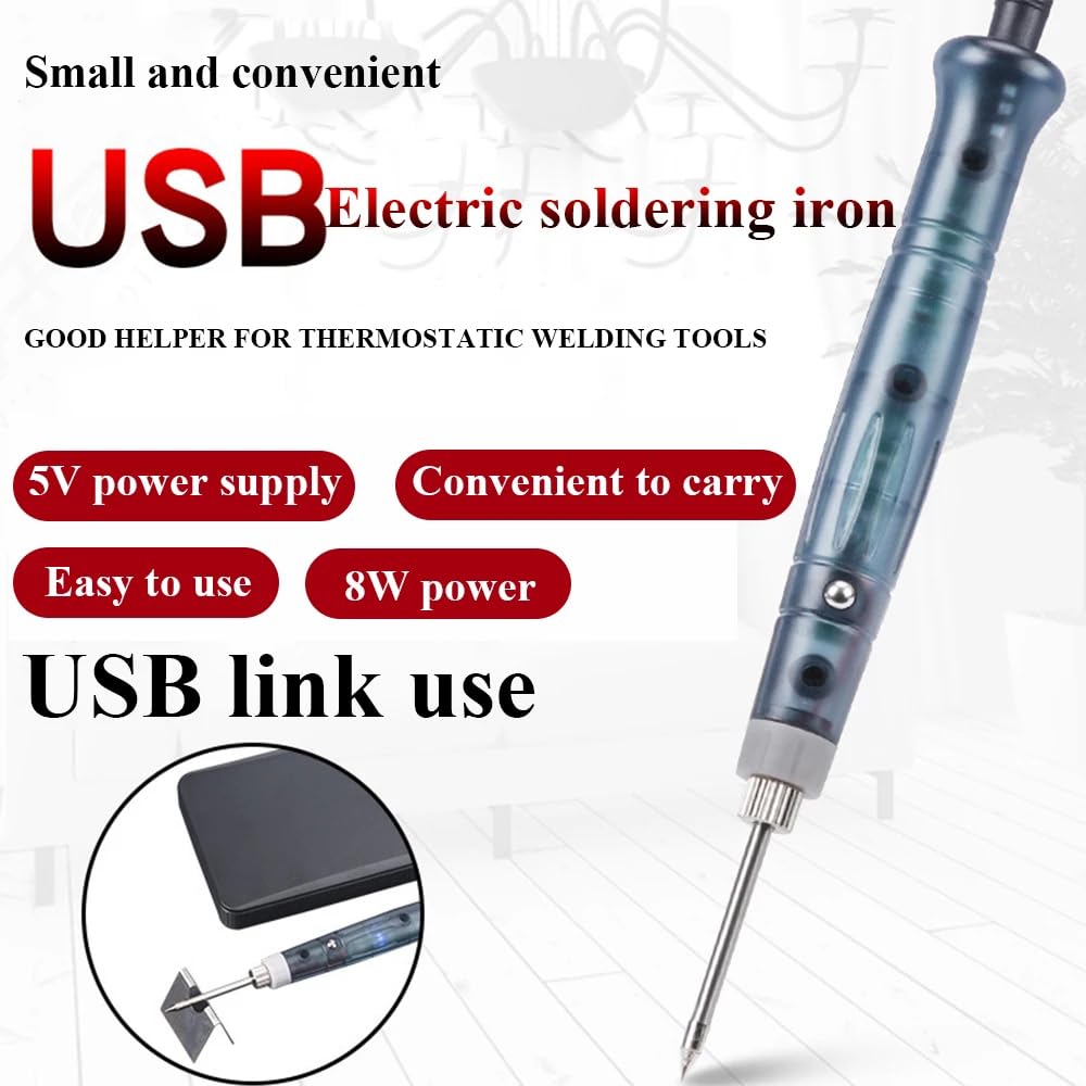 USB Soldering Iron Pen 5V 8W, Portable Handheld Welding Tool Kit with Fast Heating - Compact for Electronics Repair, DIY Projects, Jewelry & PCB (Engineers/Hobbyists)