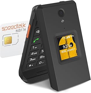 S22 Smart Flip Phone (16GB) 2.8" Touchscreen Rugged Cell Phone Android 11, IP68 Water Resistant, 4G LTE GSM Single Nano Slot, Come with Speedtalk SIM Card, Compatible with T-Mobile, AT&T (Black)