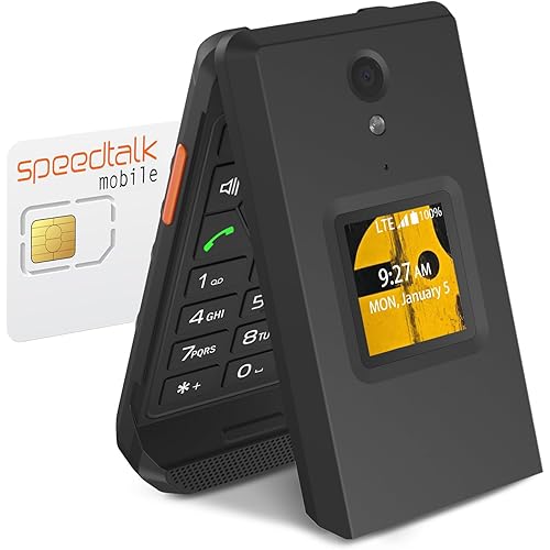 S22 Smart Flip Phone (16GB) 2.8" Touchscreen Rugged Cell Phone Android 11, IP68 Water Resistant, 4G LTE GSM Single Nano Slot, Come with Speedtalk SIM Card, Compatible with T-Mobile, AT&T (Black)