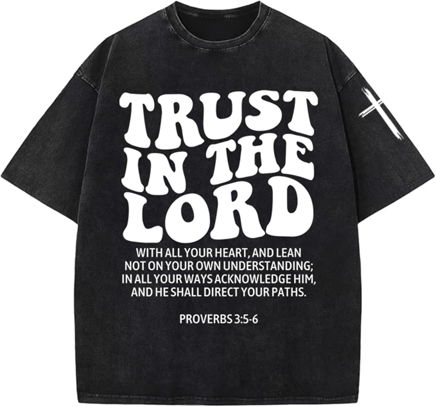 Christian Shirt for Men Women Jesus Trust in The Lord Religious Shirts Oversized Acid Wash Shirts Graphic Vintage Tees