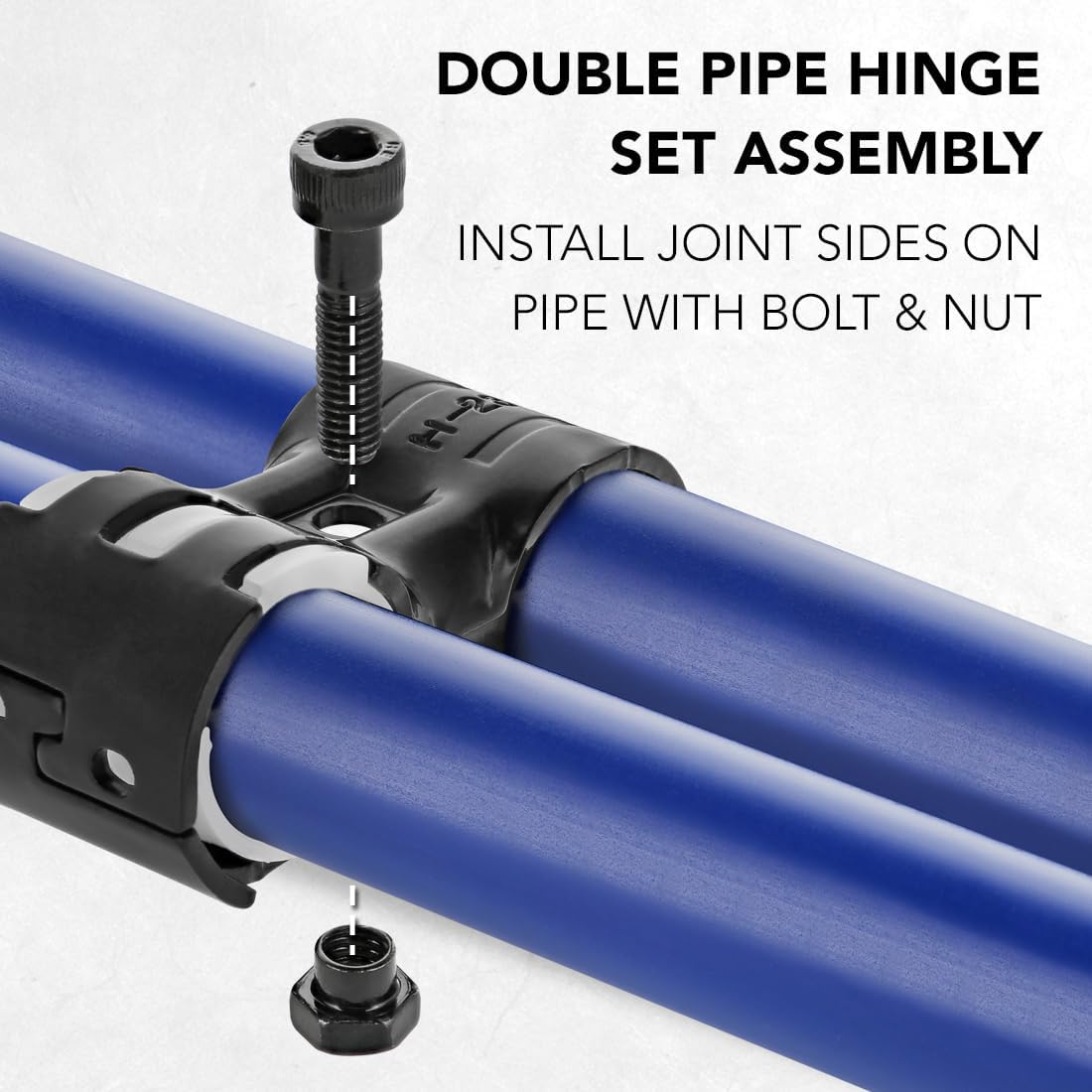80/20 HJ-23 Double Pipe Joint Single Hinge Clamp Set for 28mm Pipes, Cross Connector, Steel, Black, 10 Pack