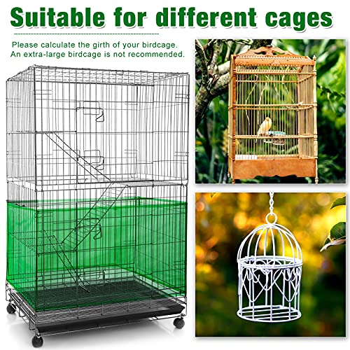 Shappy Large Bird Cage Seed Catcher,Bird Cage Cover Net Skirt Guard,Adjustable Soft Airy Mesh Net for Parrot Parakeet Macaw(118 x 15 Inch/ 300 x 37 cm,Green) - Thumbnail 6