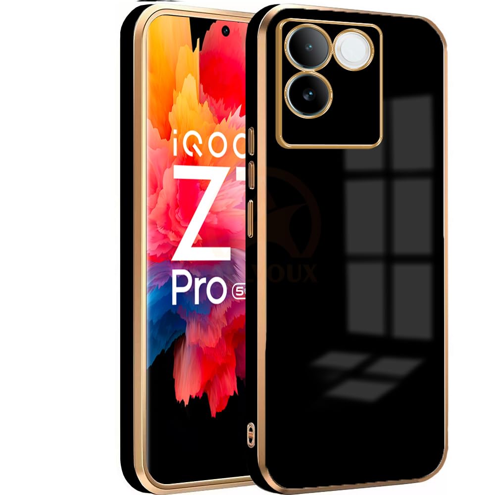 AELVOUX Back Case Cover for iQOO Z7 Pro 5G / Vivo T2 Pro 5G Back Cover | Gold Electroplating Chrome | Raised Edges | Super Soft-Touch | Bumper Back Case for iQOO Z7 Pro 5G / Vivo T2 Pro 5G (Black) (B0CKZG15T9) Amazon Price History, Amazon Price Tracker