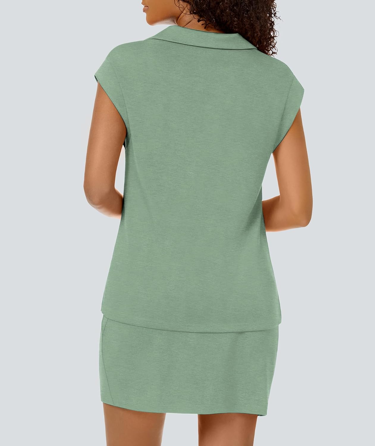 Casly Lamiit Womens Two Piece Skirt Sets Tennis Outfits Casual Cap Sleeve Lapel Shirt Summer Athletic Sport Short Skort Set - Image 6