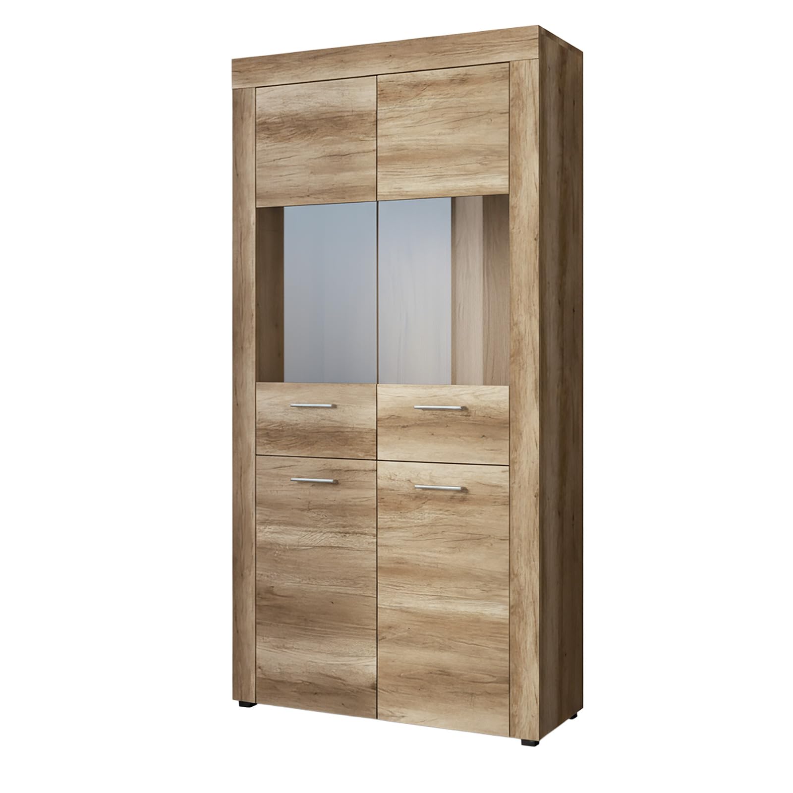 amuéblate Online - Mueble Vitrina para Salón o Comedor, Modelo Ryo, Práctico y Funcional, Color Cañón, Fácil de Montar, Medidas: 100 cm (Ancho) x 177 cm (Alto) x 34,6 cm (Fondo)