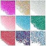 SUNNYCLUE 180 G 9 colores 0.6~3mm Pequeñas Cuentas para Decoración de Uñas Cuentas para Manualidades de Uñas Pequeñas Cuentas de Vidrio Sin Agujero Cuentas de Caviar de Colores para Maquillaje para Ma