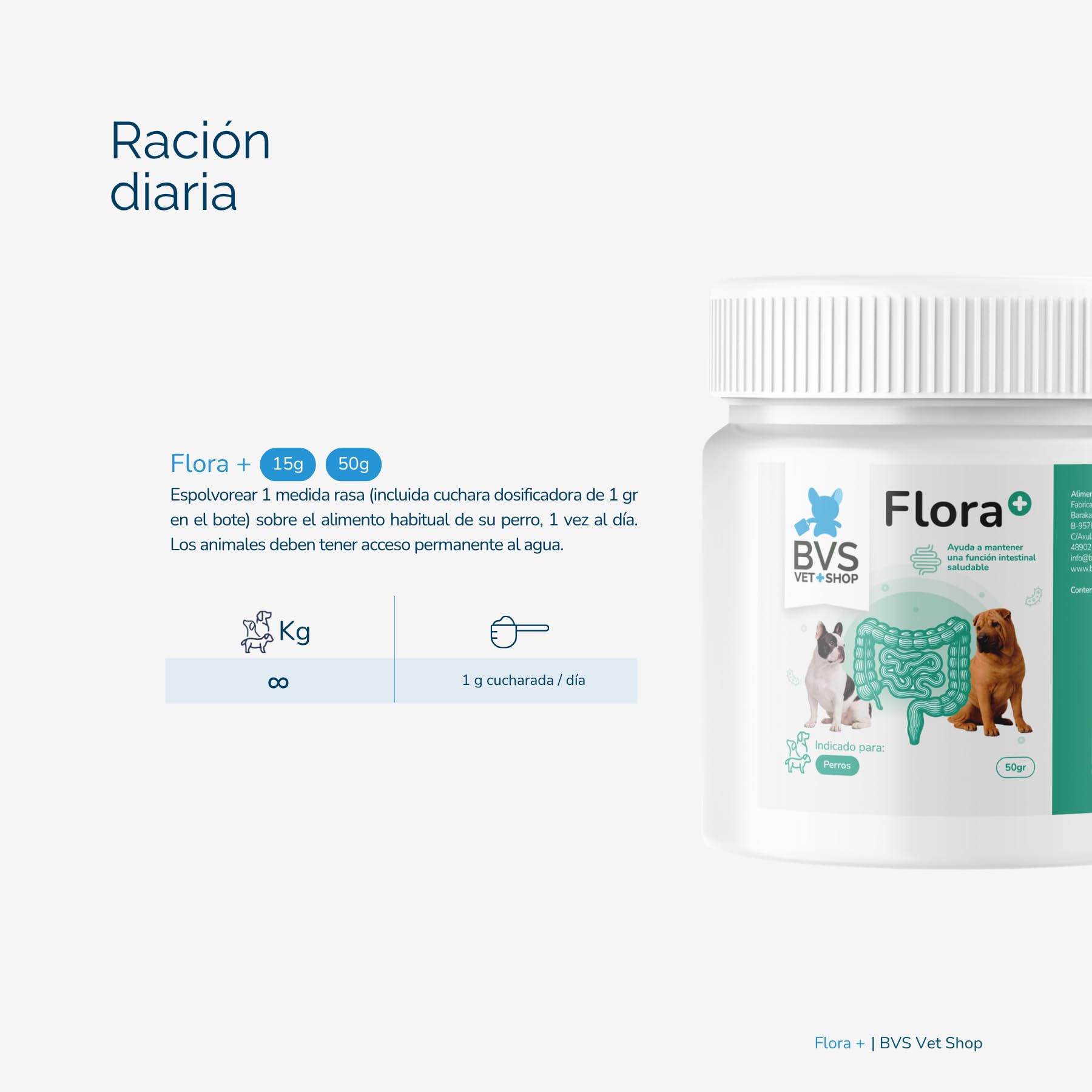 BVS Vet Shop | Flora Plus Probióticos para Perros | Ayuda a Mantener una Flora intestinal equilibrada y Saludable en tu Mascota |