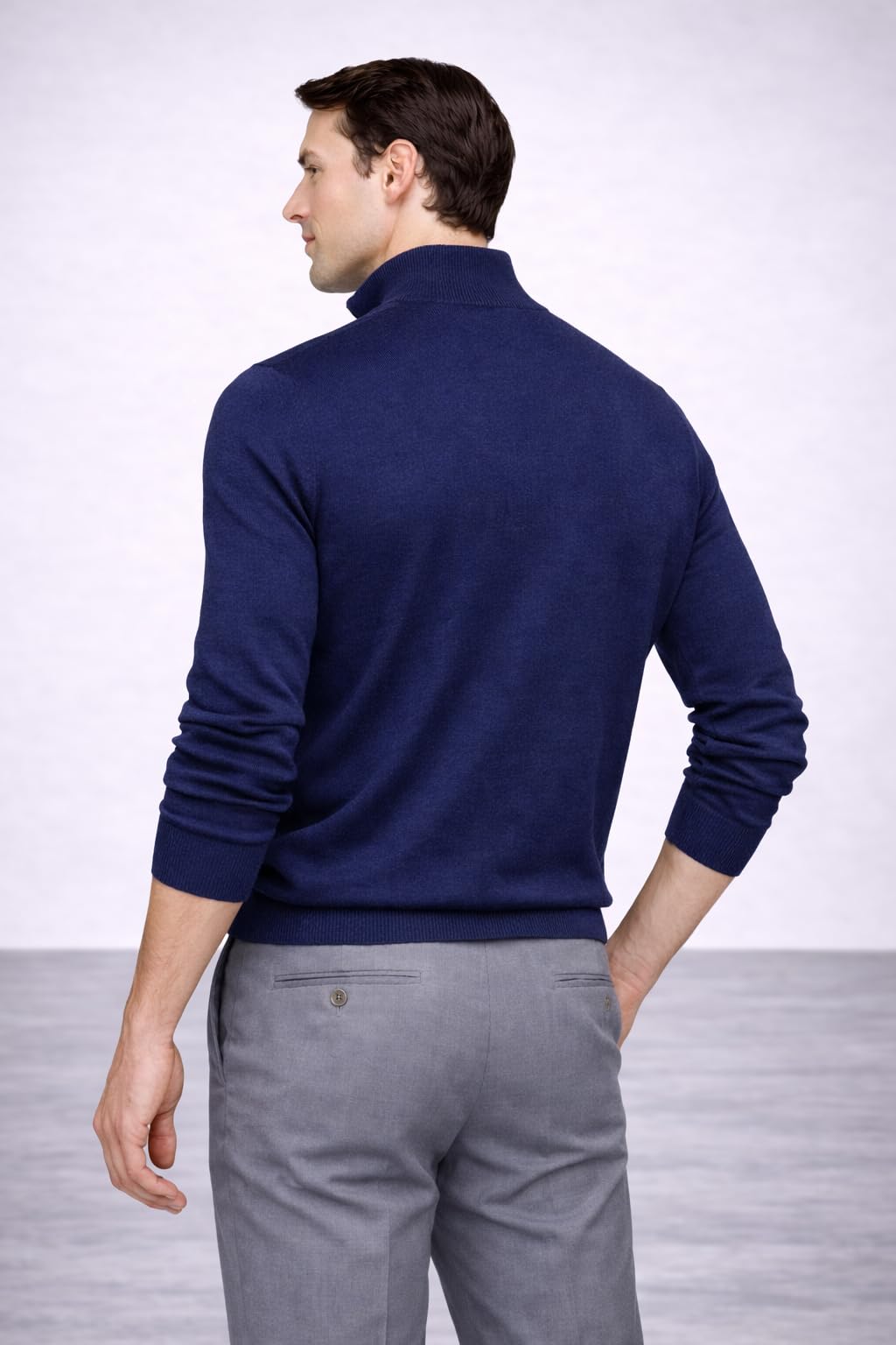 State Cashmere Herren Troyer Pullover mit Stehkragen und Knopfverschluss 100% reines Kaschmir Feinstrick Langarm Pulli