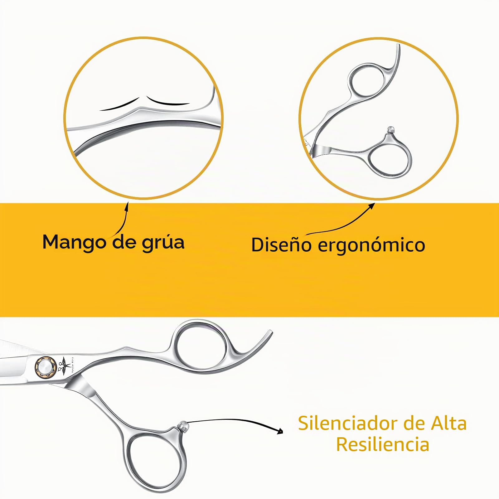 Tijeras Peluquería 6 Pulgadas Acero Inoxidable para Uso Profesional | Acero inoxidable y diseño ergonómico para cortes cómodos y precisos.