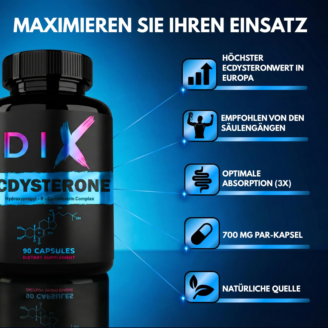 Ecdysteron DIX 1490 mg 98% rein hochdosiert 90 Kapseln Muskelaufbau