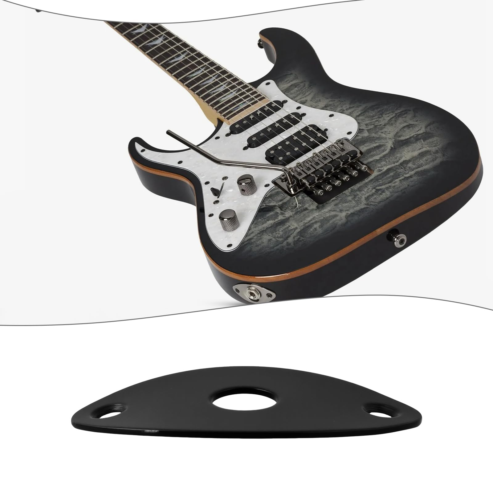 Briny River 2Pcs Metal Curved Oval Jack Plate 27x48.5mm for Electric Guitar and Bass Black, Silver - Image 3