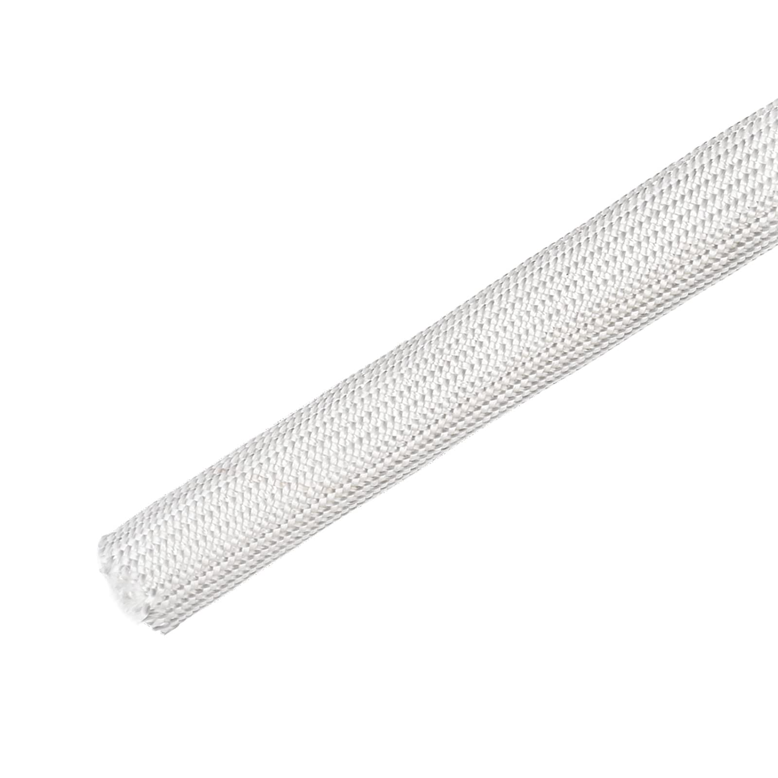 DMiotech 14mmx10m Fiberglass Sleeve Insulating Small Lines Fabric Tubing for Wire Protecting with Resin White