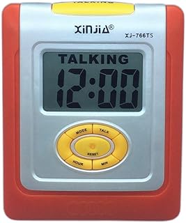 Spanish Talking LCD Digital Alarm Clock for Blind or Low Vision with Big Time Display and Lound Talking Voice (Orange)
