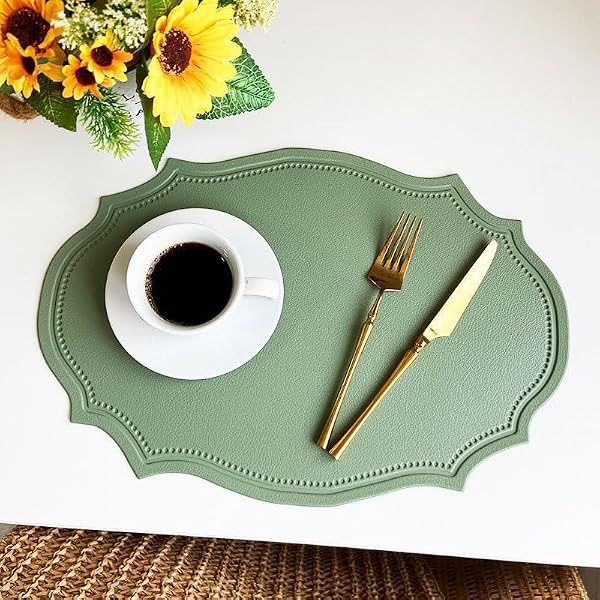 Privalace Durable Table Placemats Set of 6,Waterproof Non-Slip Heat Resistant Table Mats,Dual-Sided Faux Leather Place Mats for Dining Party Outdoor. by Privalace - Used condition - Image 6