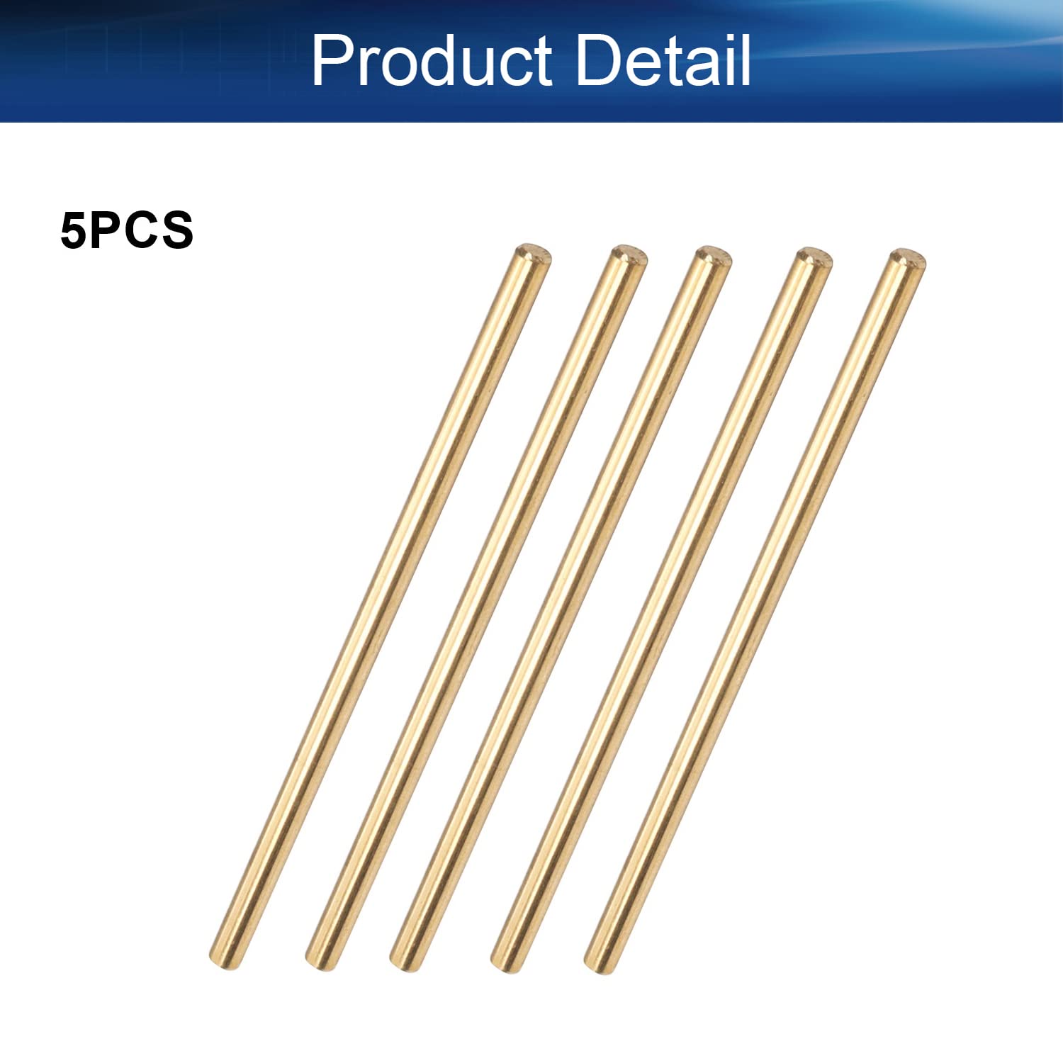 Heyiarbeit 5 Pack Solid Brass Round Bars 15cm Long 1/8" Diameter For Miniature Axle Model Making Airplane Boat