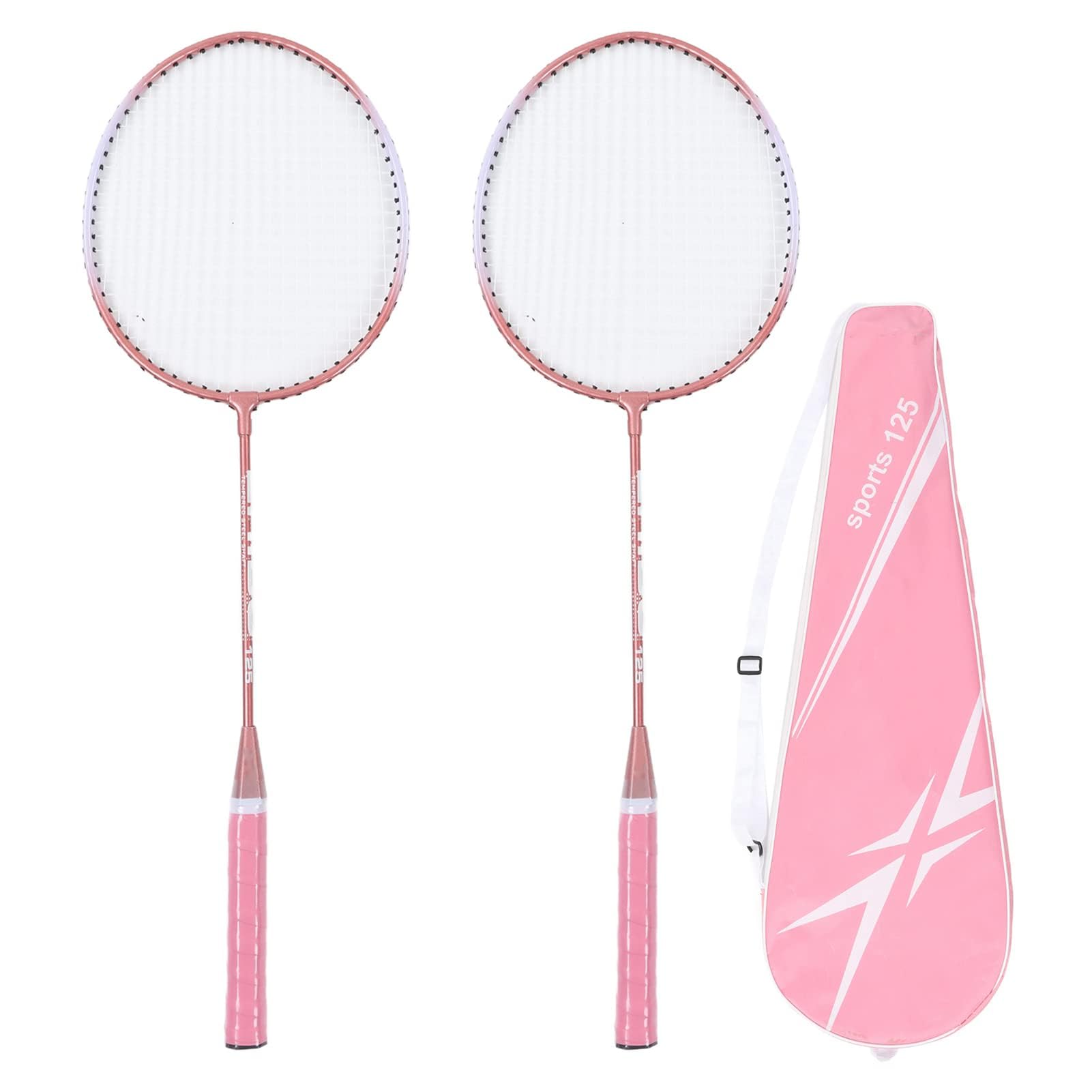 Racchette da Badminton Rosa Coppia di 2 con Impugnatura Antiscivolo per Giochi All'aperto in Giardino Badminton Esterno
