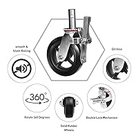Vista 3 de Ruedas de andamio de 6 x 2 pulgadas, ruedas de alta resistencia, ruedas giratorias de goma de doble bloqueo de 360 grados, juego de 4 con capacidad