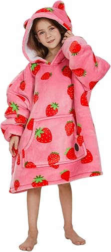 THREE POODLE Manta con capucha para niños, manta Sherpa de gran tamaño con capucha para niños, manta con capucha suave, cálida y acogedora, talla