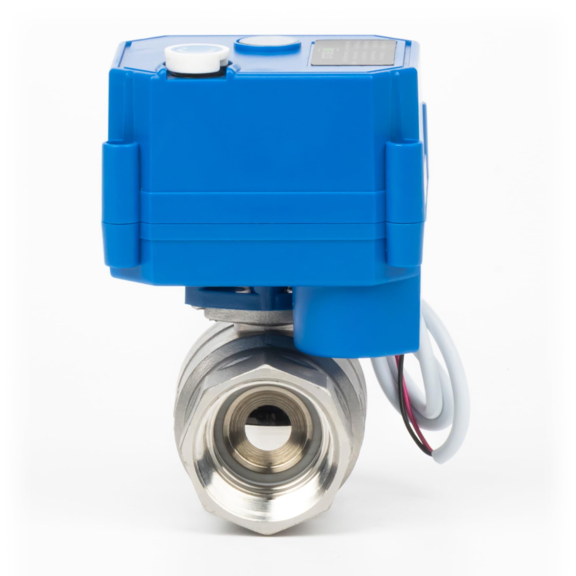 U.S. Solid Válvula de bola de motor con función manual - 1" acero inoxidable, paso completo, 85-265V AC, retorno automático de 2 hilos, normalmente cerrado