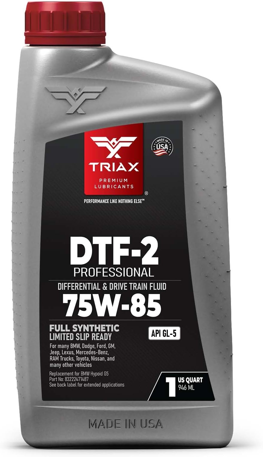 TRIAX DTF-2 Professional 75W-85 GL-5 - Full Synthetic Gear Oil - Differentials - Drivetrain - Lifetime Fill - Limited Slip Compatible - High-Performance - 1 Quart / 0.946 L