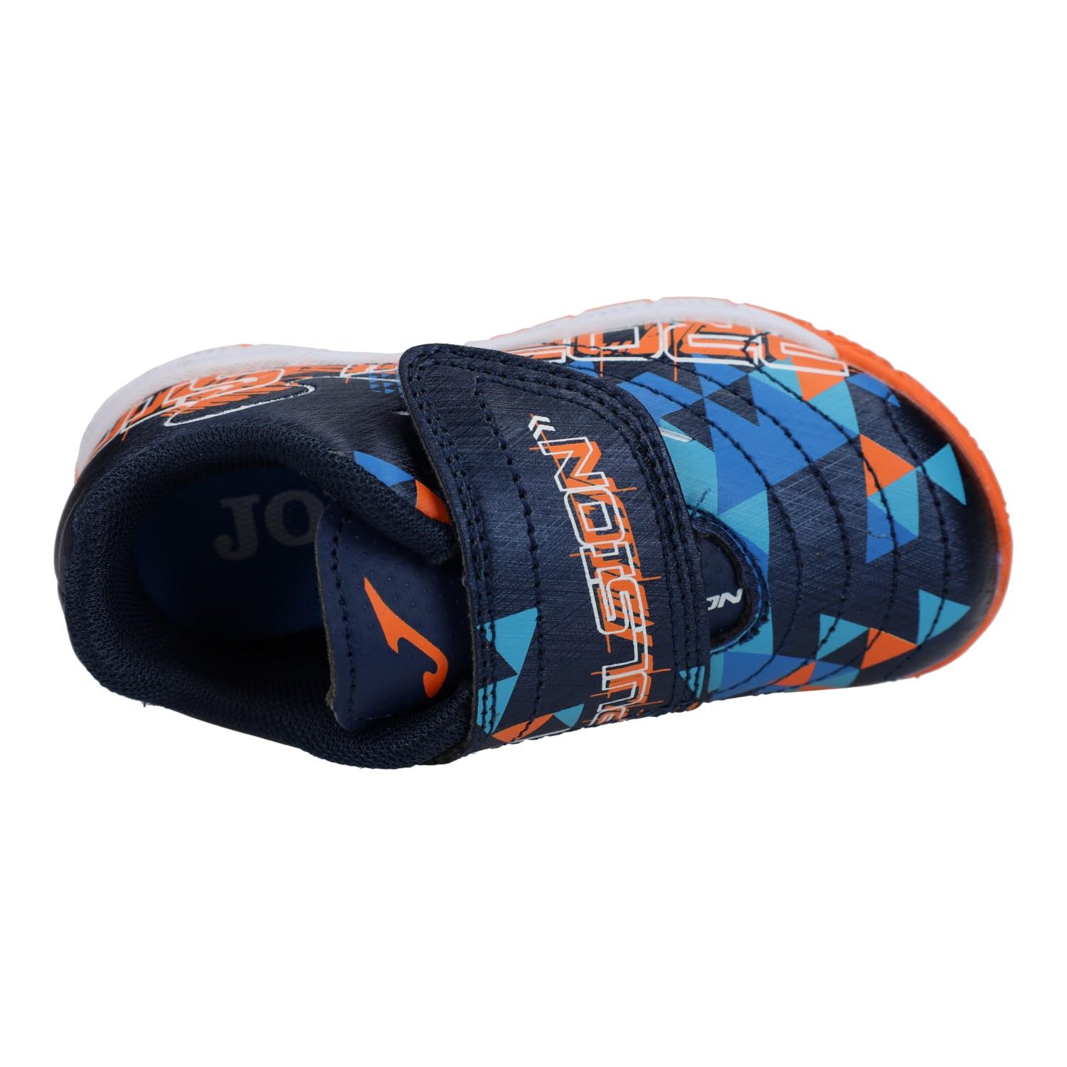 Joma PRJW2303INV Zapatillas de fútbol Sala para niños, Color Marino con Naranja y Azul Claro, diseño anatómico con Velcro NIÑO Deportivos Marino 37