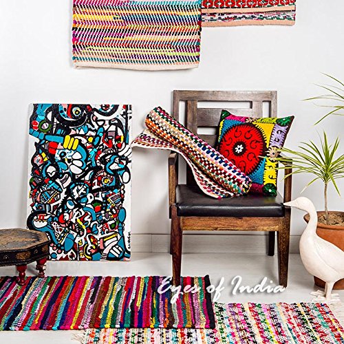Amazon | Eyes of India - 5 X 8フィート カラフル チンディ織