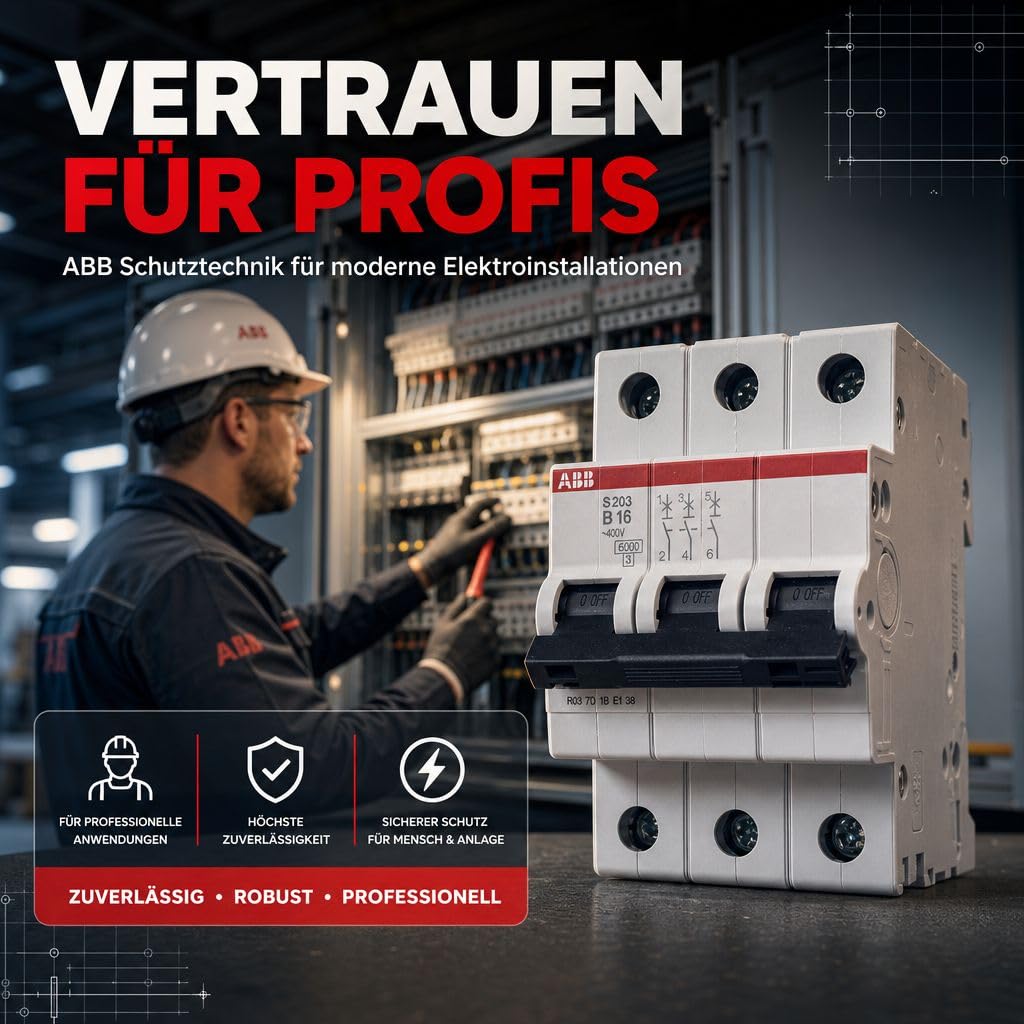 ABB S203-B16 Leitungsschutzschalter System pro M compact® Drehstrom (3P), Charakteristik B bis 16A, 6kA Kurzschlussfestigkeit