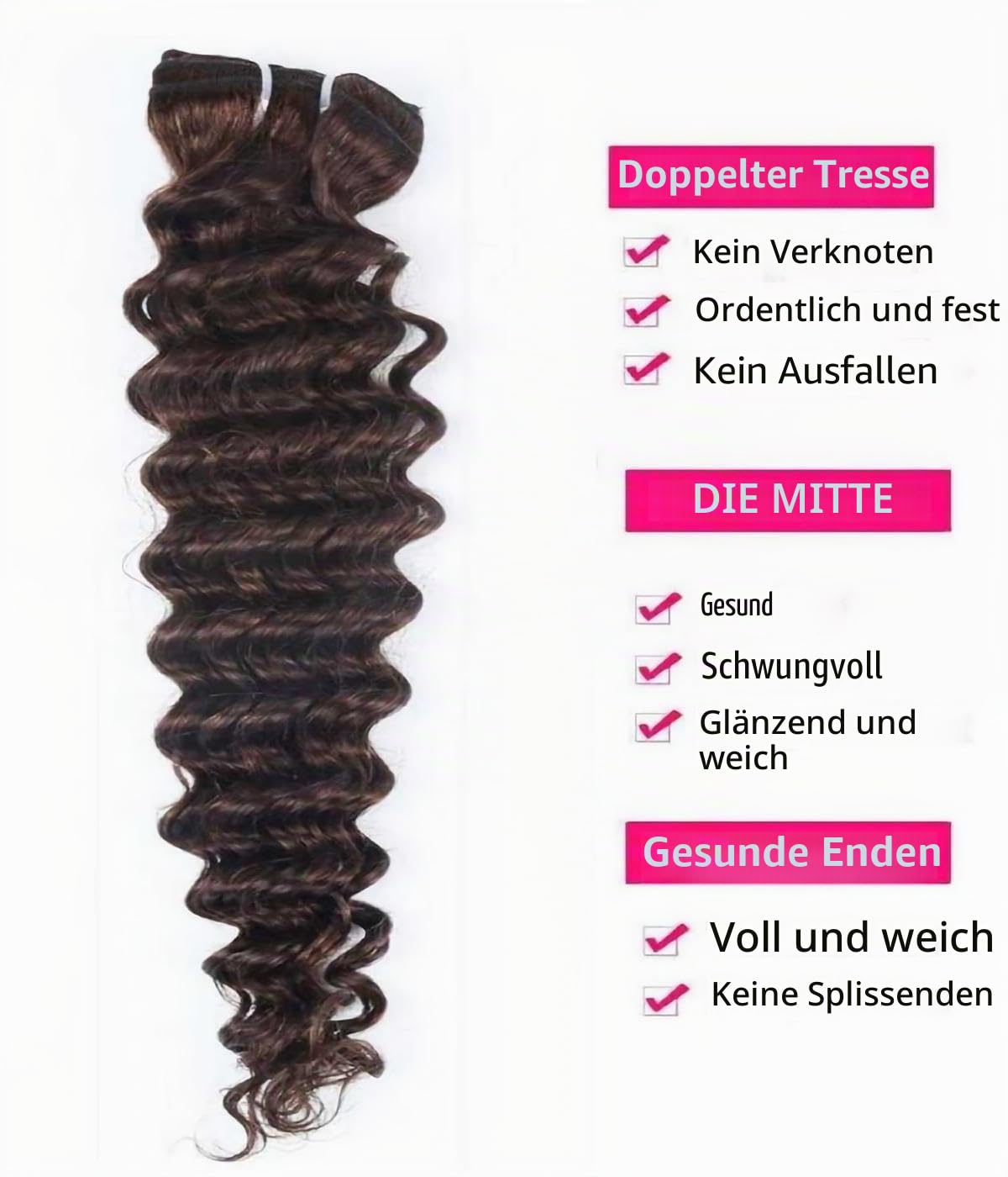 Deep Curly Clip in Extensions Echthaar，60cm 24 Zoll 8PCS 120g #2 Braun Haarverlängerung für Frauen Water Wave Remy Hair Extensions Clip in