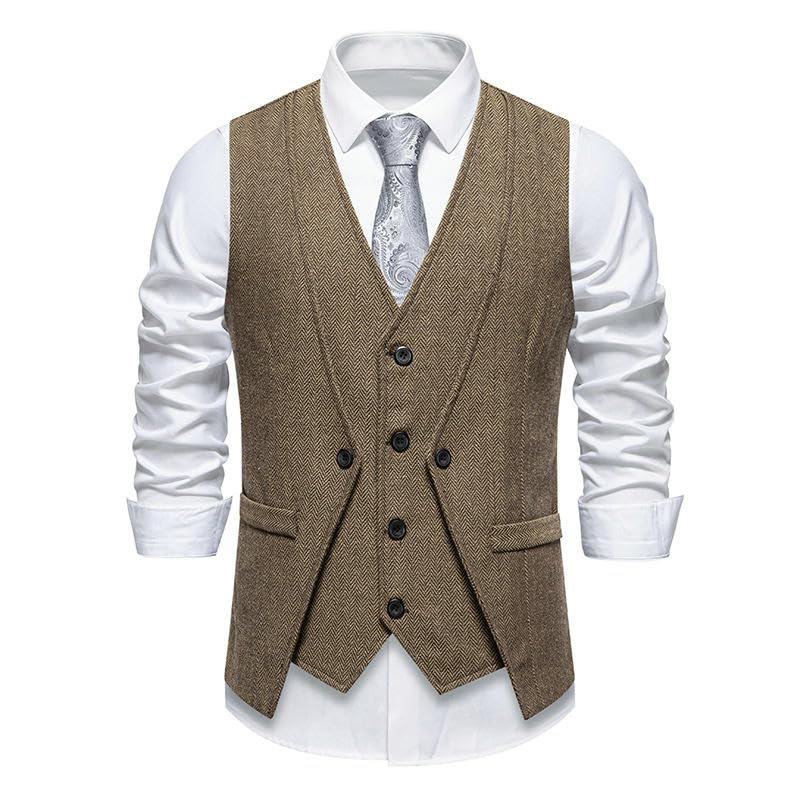 Chaleco de espiga gris de cuello alto vintage para moda otoño invierno 5