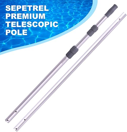 Miniatura 5 de Sepetrel Poste de piscina  Postes telescópicos profesionales de limpieza de piscina de 12 pies, poste telescópico ajustable de 2 piezas, para red de