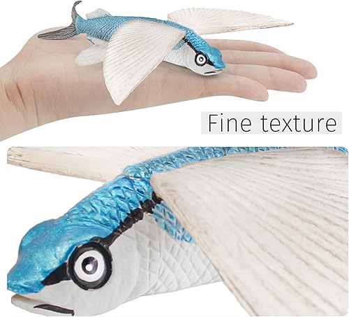 Miniatura 4 de Juego de 6 figuras de animales marinos del mar del océano, ballena blanca, pulpo, pez volador, cuero de tortuga, tiburón, modelo, decoración de