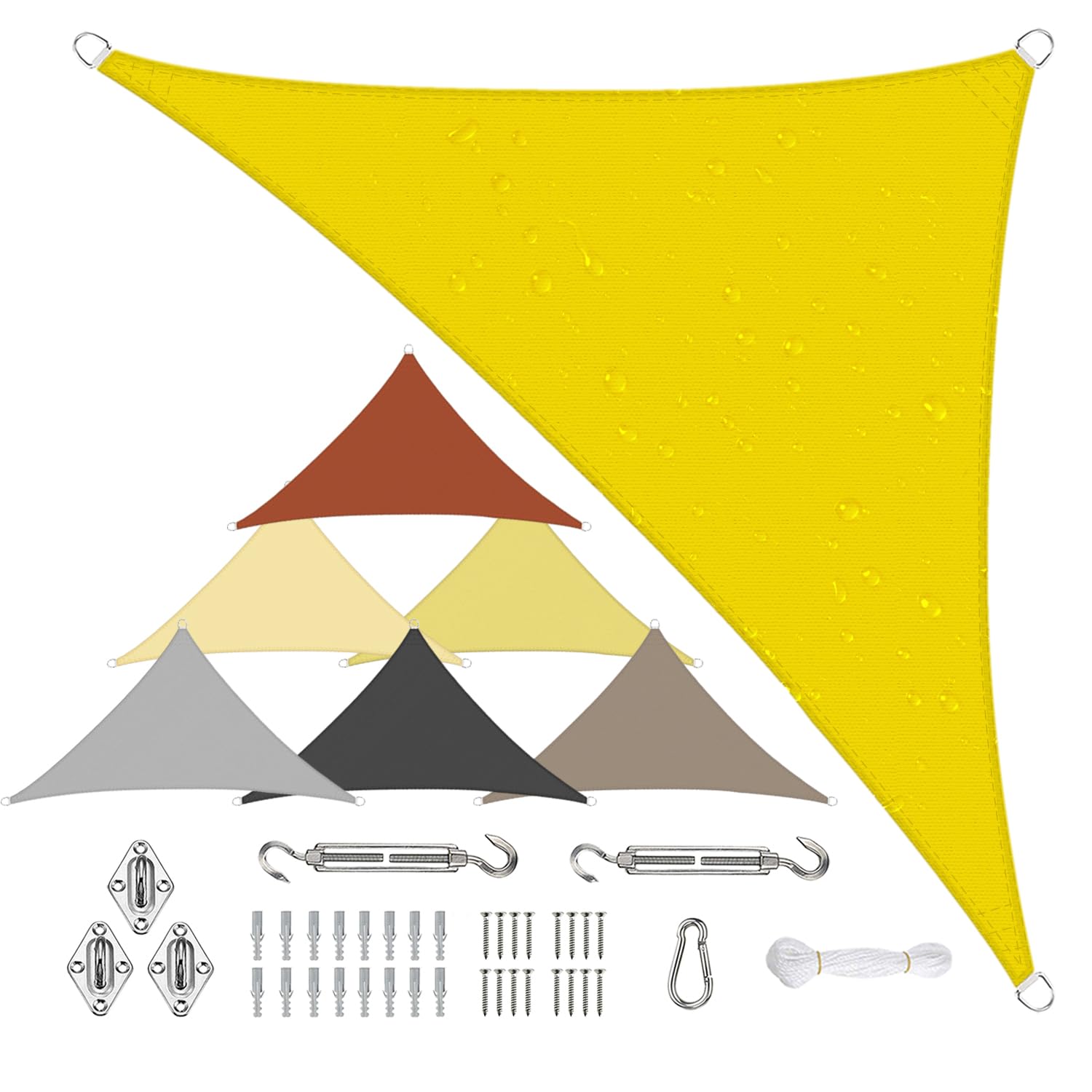 sail shade 5x5x7.1M, Awning Sail Canopy, Made of High-grade Polyester, With Fixing Kit, for Outdoor Patio Garden - yellow — image 1