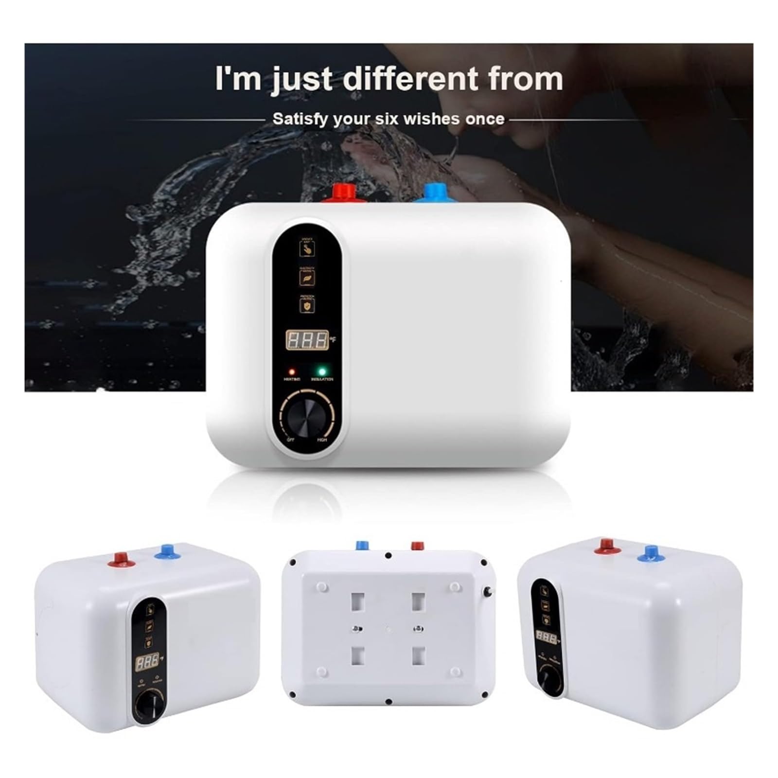 Termo Electrico, Calentador De Agua Caliente Eléctrico Mini Tanque Compacto De Almacenamiento, Armario De Encimera Instantáneo Debajo Del Fregadero De Cocina, Calentador De Agua Eléctrico 10L,Para co