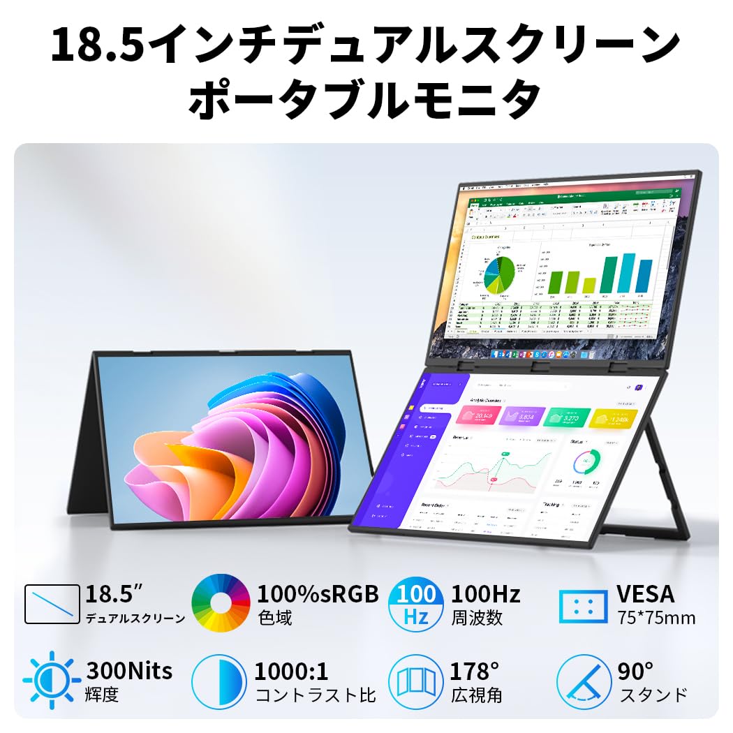Amazon.co.jp: Cuview デュアル モバイルモニター 18.5インチ デュアル