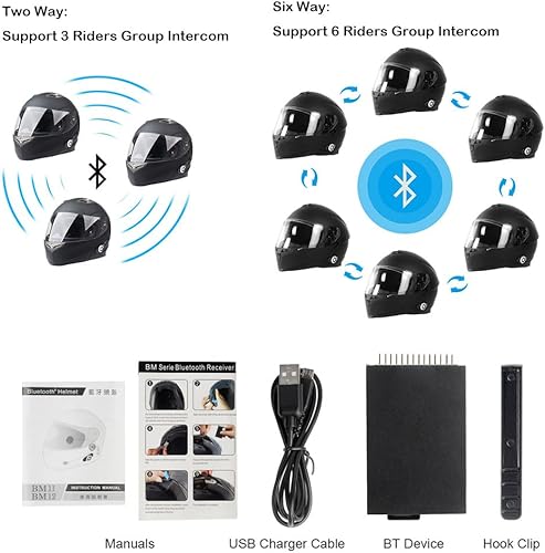 Miniatura 7 de Martian Casco Bluetooth para motocicleta, modular, abatible, cara completa, doble visera, auriculares de intercomunicación Bluetooth integrados