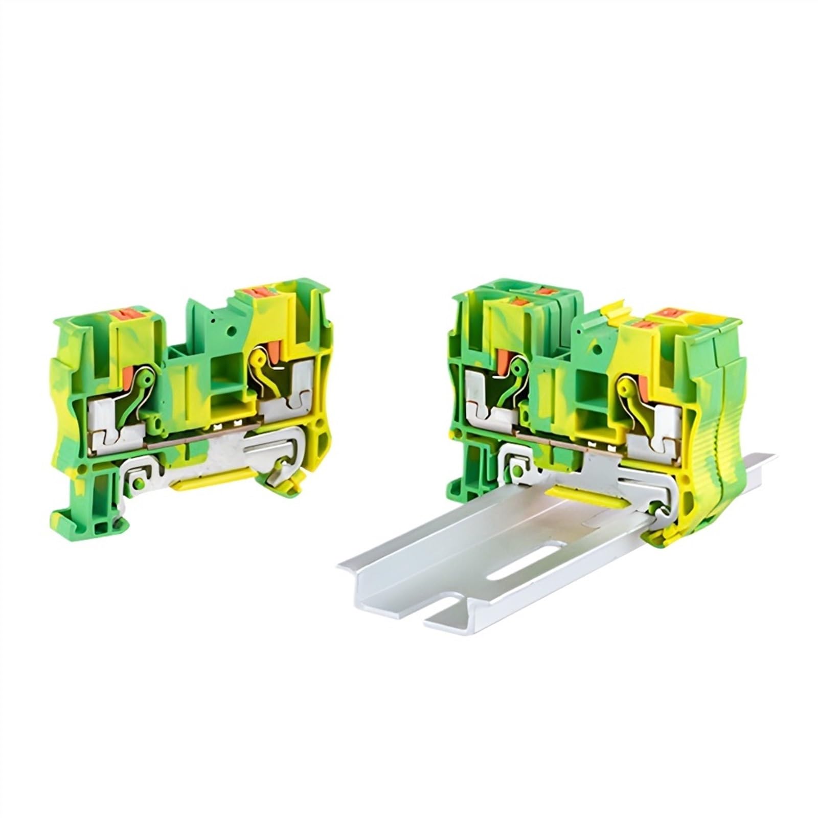 PT6-PE 5Pcs Din Rail Ground Terminal Block Ground Spring Feed Through Connection Push in Screwless Wire Conductor
