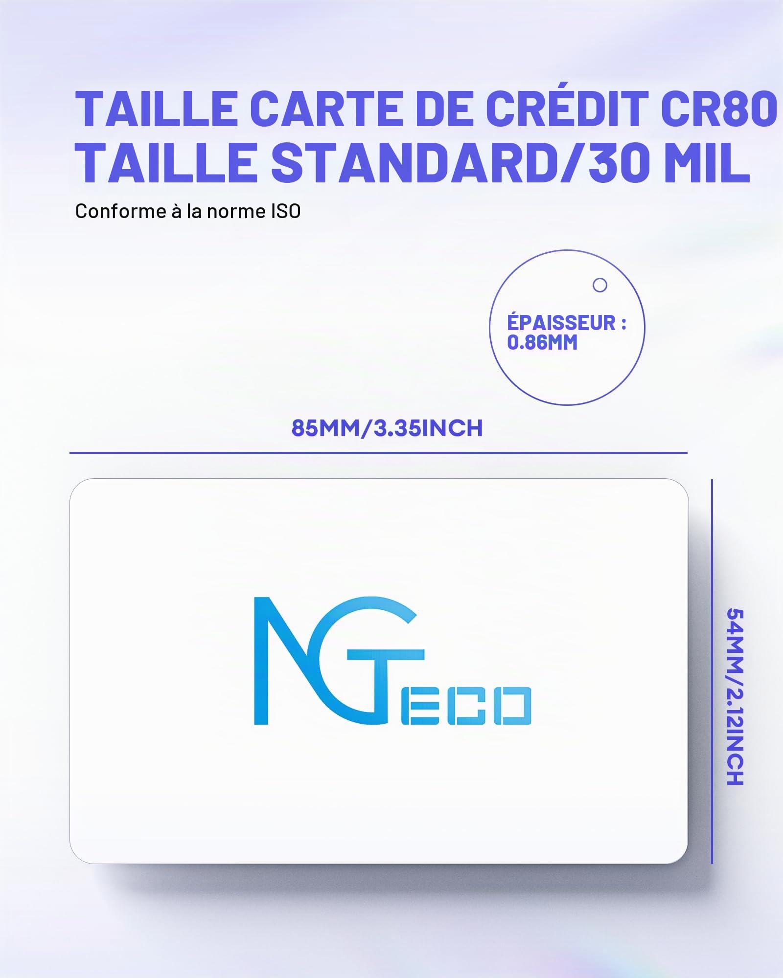 NGTeco Lot de 10 cartes d'identification d'employé en PVC MB1, MB2, TC1, TC2, TC7, imperméables et durables