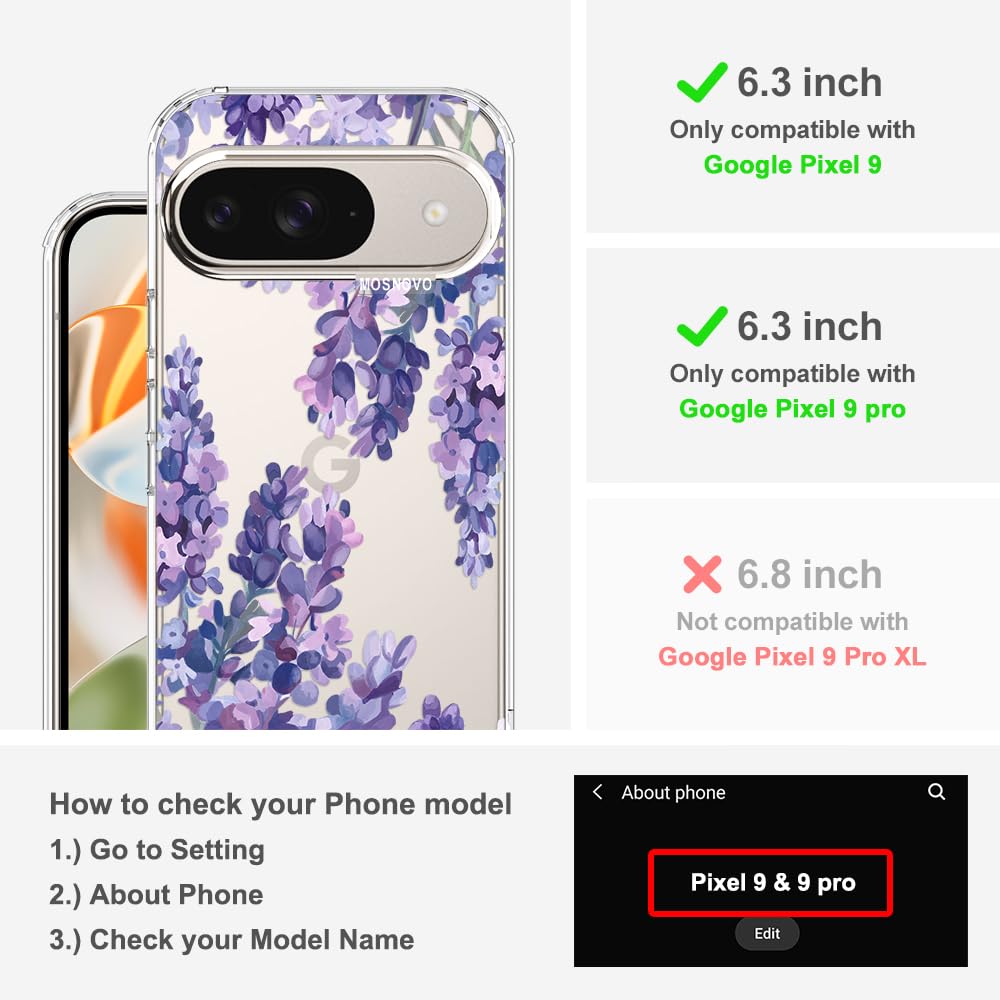 MOSNOVO Case for Google Pixel 10 & Pixel 10 Pro, [Buffertech 6.6ft Military-Grade Drop Protection] [Anti Peel Off Tech] Clear TPU Bumper Phone Case Cover Design - Cute Cherry — view 323