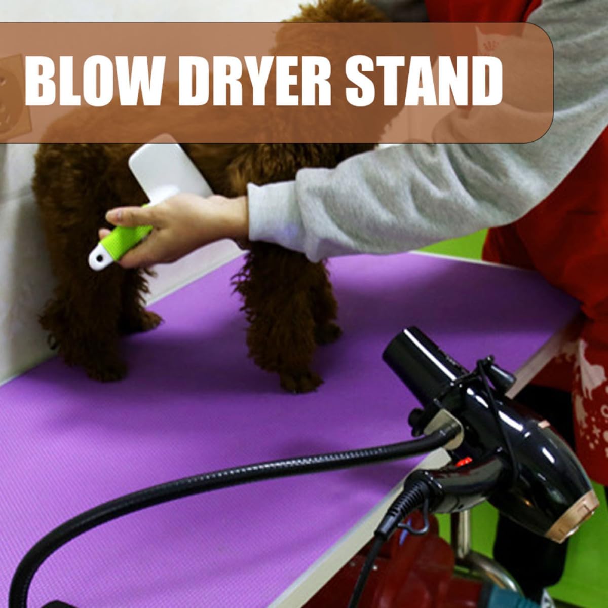 Soporte para Secador de Pelo de Encimera Negro de Acero Inoxidable Diseño Resistente y Ahorro de Espacio para Escritorio en Aseo de Mascotas