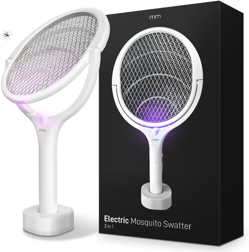 Electric Fly Swatter Extra Powerful 4000V 2 in 1 with USB C Rechargeable Battery and UV Light Trap